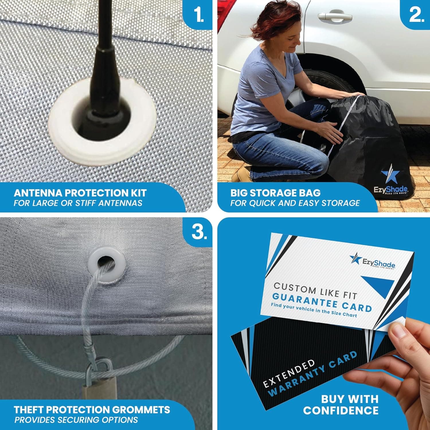 EzyShade 10-Layer Car Cover Waterproof All Weather - See Vehicle Size-Chart - Car Covers for Automobiles & Car Snow Cover - Full Exterior Covers - Winter Rain Sun SUV Sedan. Size A4 (See SizeChart) Reflective A4 - see Vehicle Size Chart - Image 3