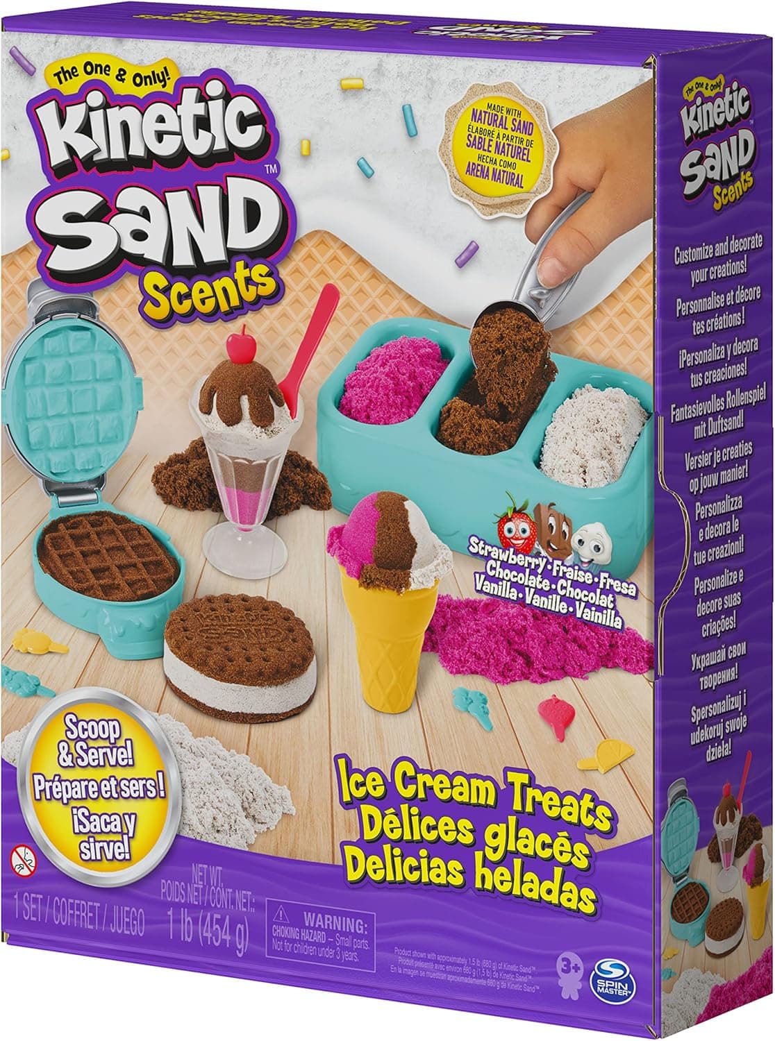Kinetic Sand Scents, Ice Cream Treats Playset with 3 Colors Scented Play Sand & 6 Tools, Sensory Toys, Holiday Gifts & Stocking Stuffers for Kids Ages 3 and up Ice Cream Playset - Image 9