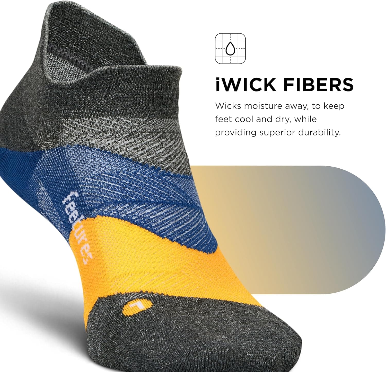 Feetures Elite Ultra Light Cushion Ankle Socks - Sport Sock with Targeted Compression Medium Iron Seal (1 Pack) - Image 6