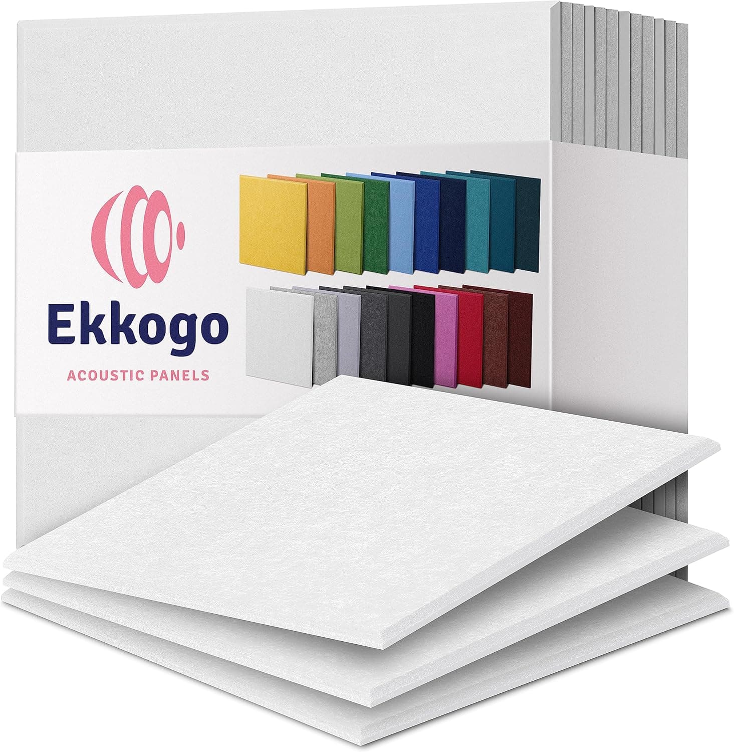 Ekkogo Acoustic Panels 12-Pack Soundproof Wall Panels 12"X12"X0.4" Sound Panels High Density Sound Dampening Panels - [White - Image 2
