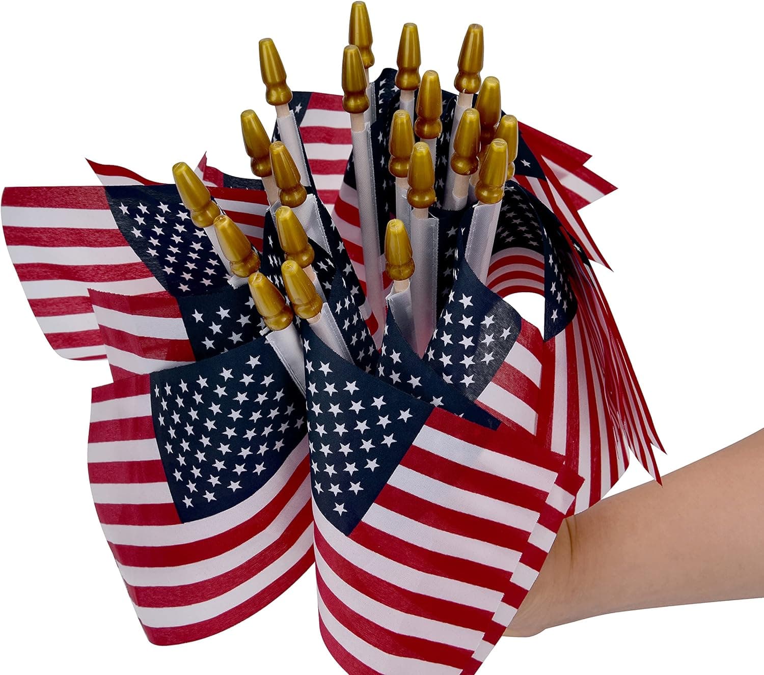 12 Pack Small American Flags on Stick Small US Flags/Mini American Flags for Outside 4x6 Inch American Hand Held Stick Flags with Kid-Safe Spear Top, Patriotic Veterans Day Decorations, 4th of July Decorations 4×6 Inch (Red) - Image 5