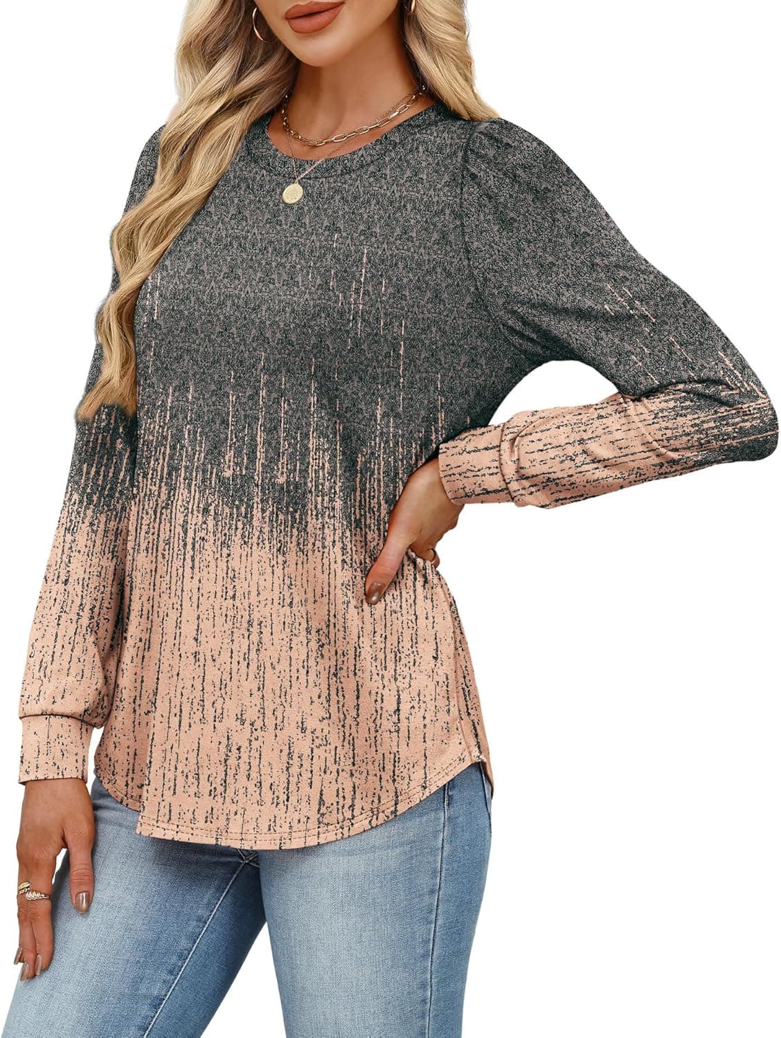 Alaroo Womens Long Sleeve Shirts 2025 Fall Tunic Tops Crewneck Blouses Print Print 08 X-Large - Image 5
