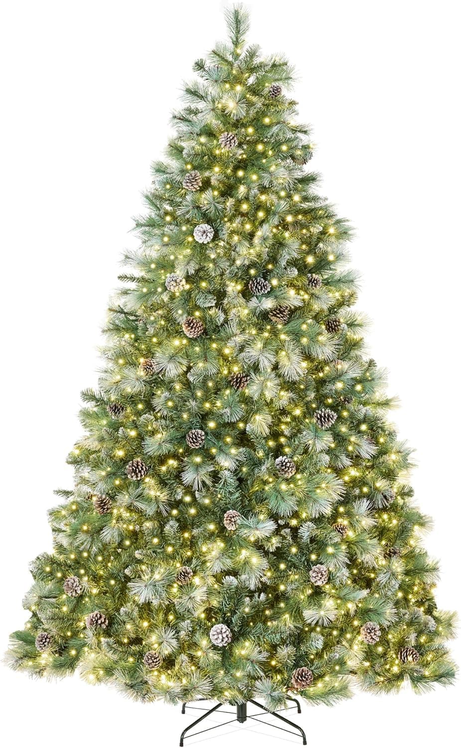 Best Choice Products 7.5ft Pre-Lit Scotch Pine Christmas Tree, Premium Frosted Pre-Decorated Artificial Holiday Decor w/ 1,320 Branch Tips, 2-in-1 White and Multicolor LED Lights, Cordless Setup 7.5ft - 450 Lights Frosted - Image 2