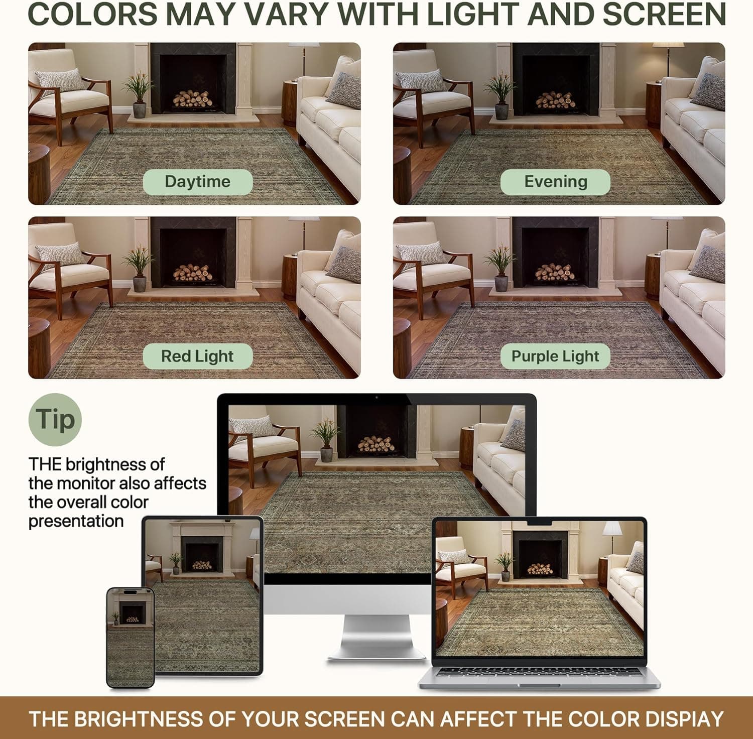 8x10 Area Rug Machine Washable Boho Rug for Living Room,Ultra-Thin Low Pile Carpet,Lightweight Indoor Printed Rug,Non Slip Floral Area Rug for Bedroom, Dining Room, Home Office,Sage Sage 8' x 10' (Rectangular) - Image 8