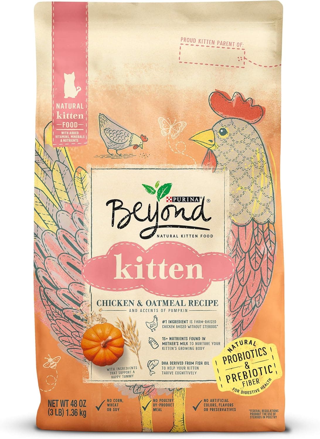Purina Beyond High Protein, Natural Kitten Food, Kitten Chicken & Oatmeal Recipe - 3 lb. Bag 3 Pound (Pack of 1) - Image 2