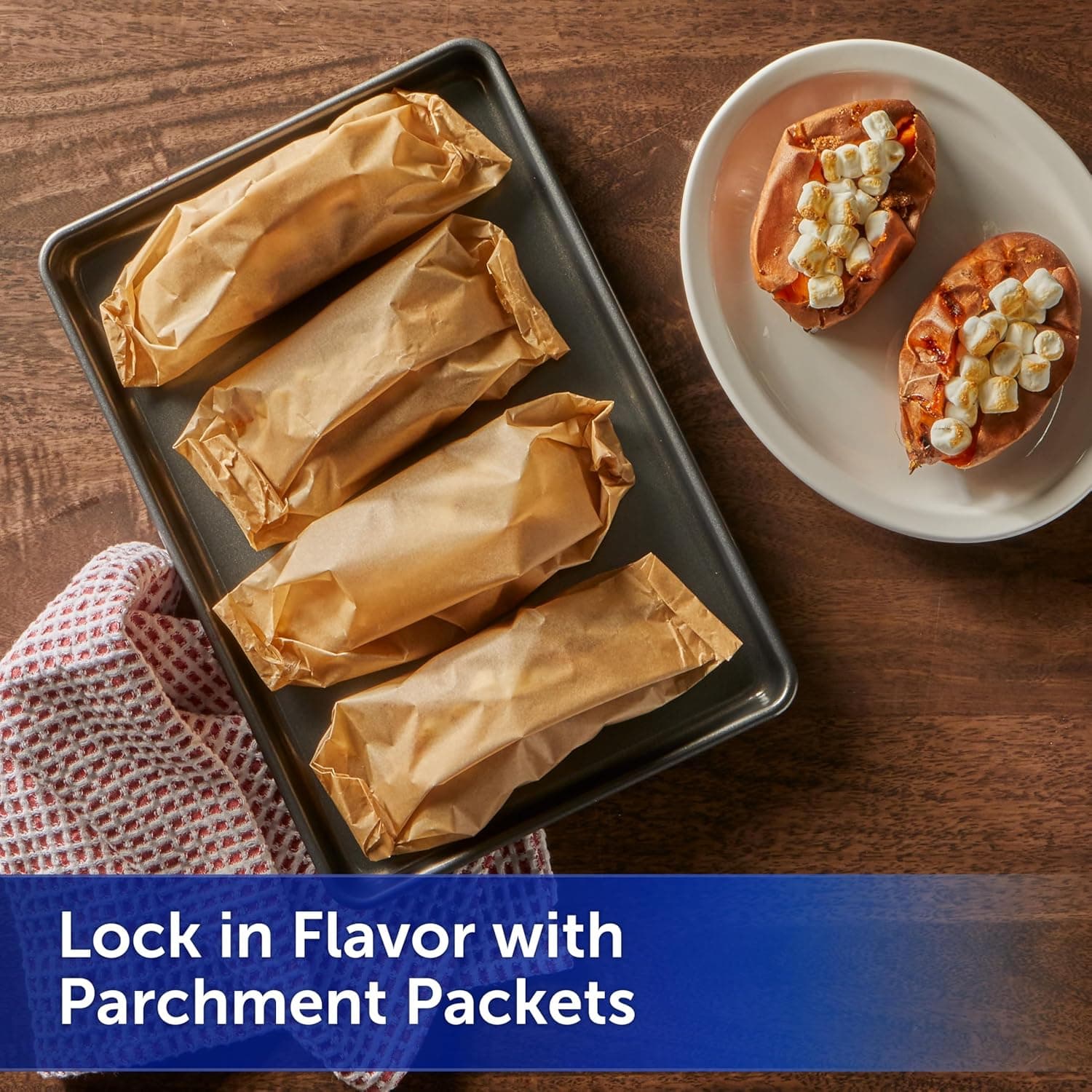 Reynolds Kitchens Unbleached Parchment Paper Roll, Non Stick Parchment Paper for Cooking and Baking, Oven Safe up to 425 Degrees, Chlorine-Free, 45 Feet x 12 Inches, 45 Total Sq. Ft. Unbleached 45 Sq Ft - Image 7