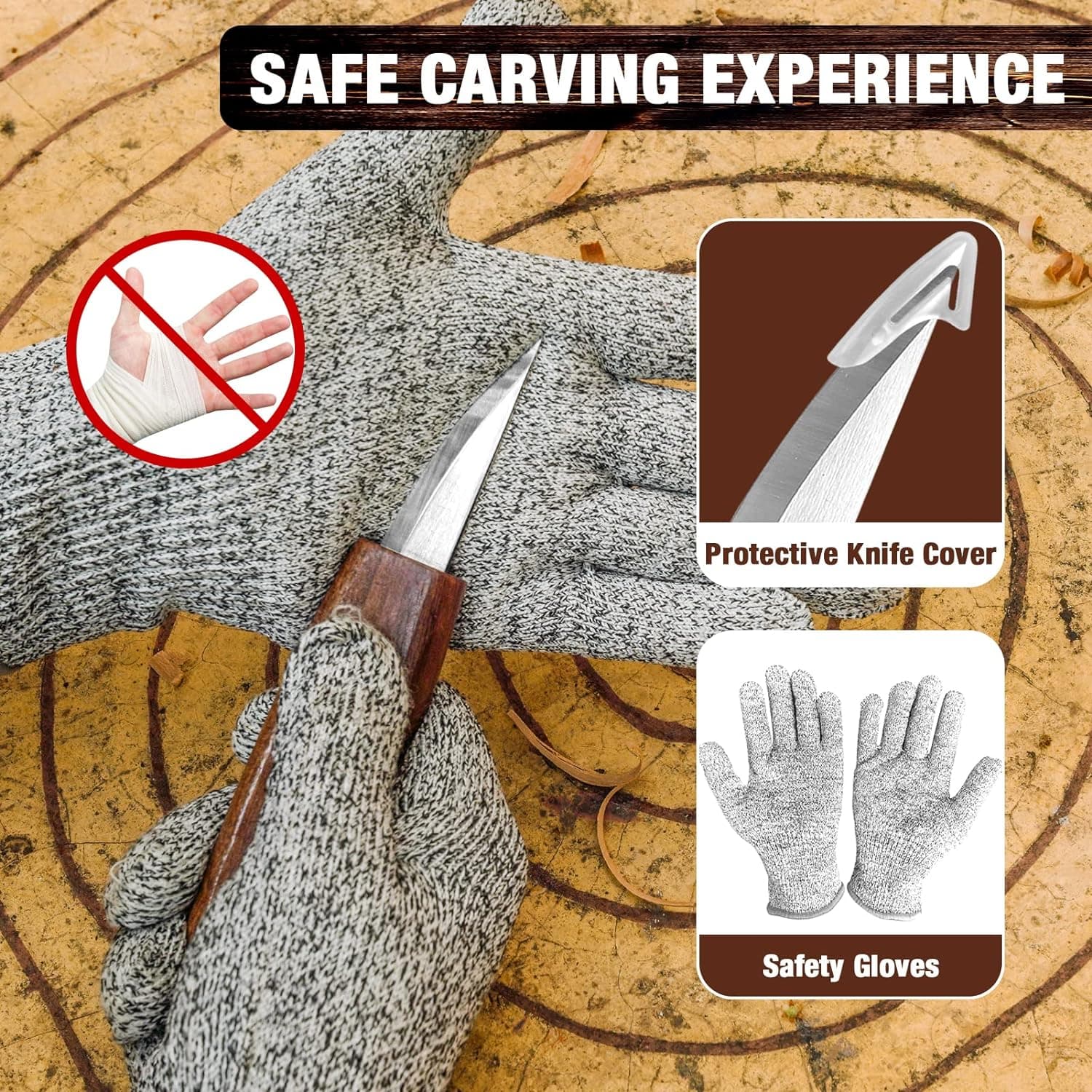 Wood Carving Kit, 23pcs Wood Carving Tools with 4 Wood Carving Knives 5 Detail Knives 9 Blocks, Whittling Kit DIY Hobbies for Adults - Image 7