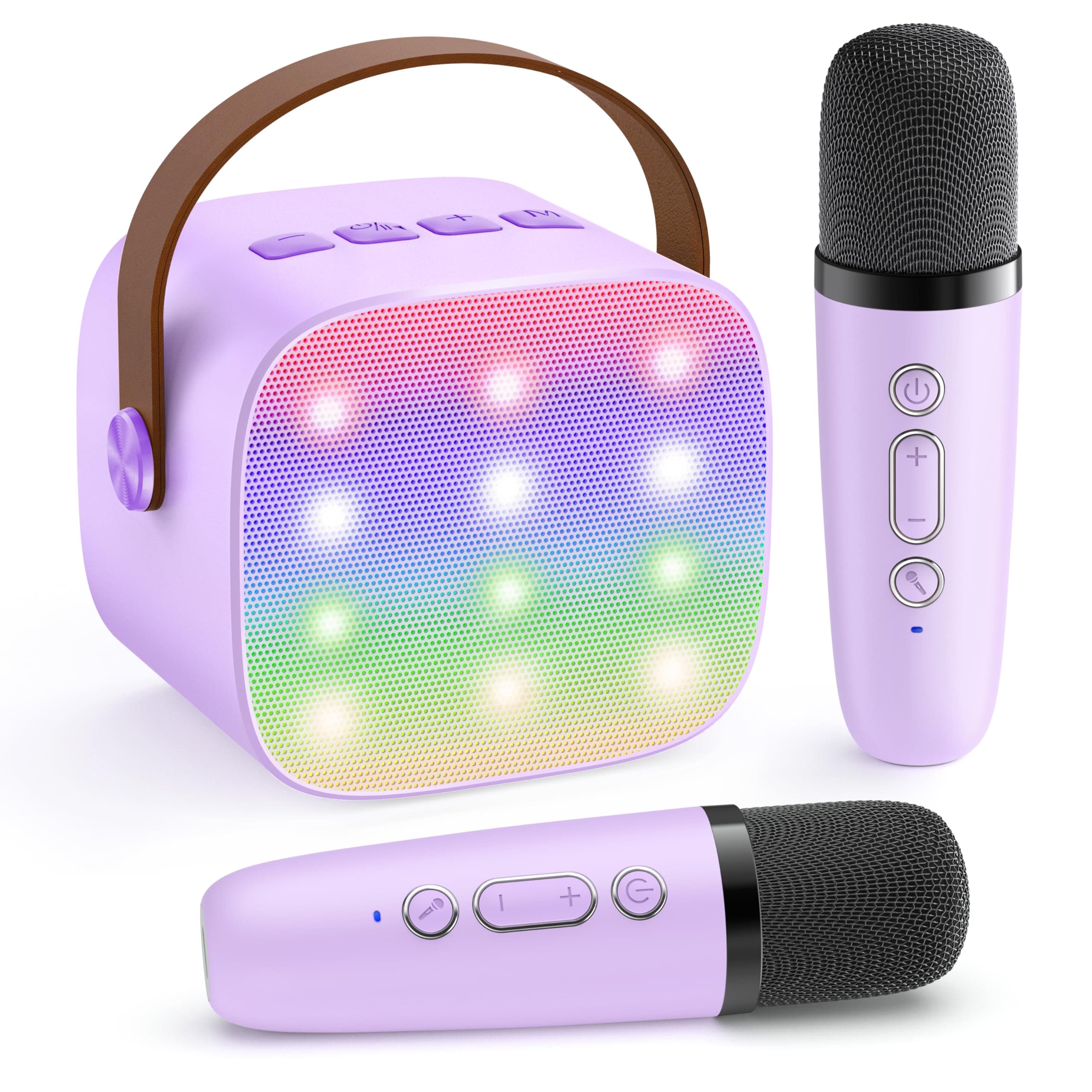 Mini Karaoke Machine with 2 Wireless Microphones, TOP Kids Gifts for Girls Ages 3, 4, 5, 6, 7, 8, 9, 10, 11, 12 +Years Old, 4-12th Christmas Birthday Toy Gift for Girls Boys Party (Purple) Purple 2 Mic