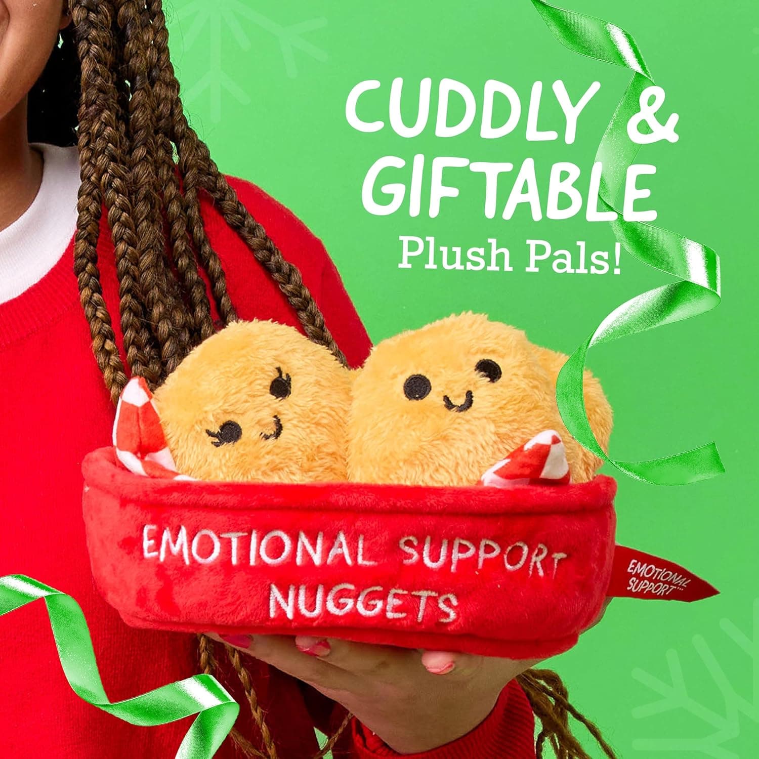 Emotional Support Chicken Nuggets ng Relatable, Cuddly Plush Collectibles at Squishy Toys, Cozy Fall Gifts at Fun Trick or Treat Toys, Kasama ang 5 Plushies na may Carrying Basket - Image 4
