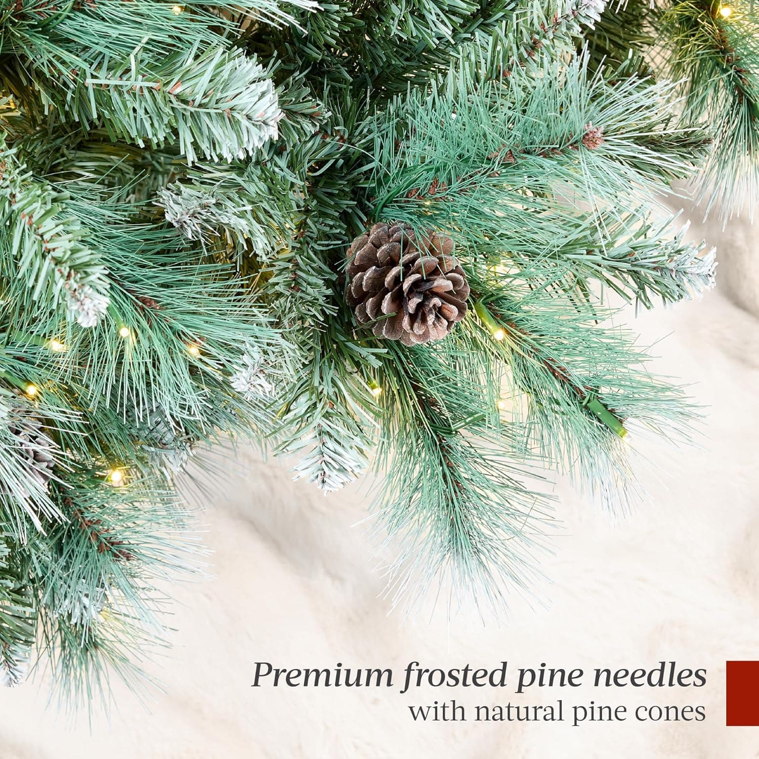 Best Choice Products 7.5ft Pre-Lit Scotch Pine Christmas Tree, Premium Frosted Pre-Decorated Artificial Holiday Decor w/ 1,320 Branch Tips, 2-in-1 White and Multicolor LED Lights, Cordless Setup 7.5ft - 450 Lights Frosted - Image 8