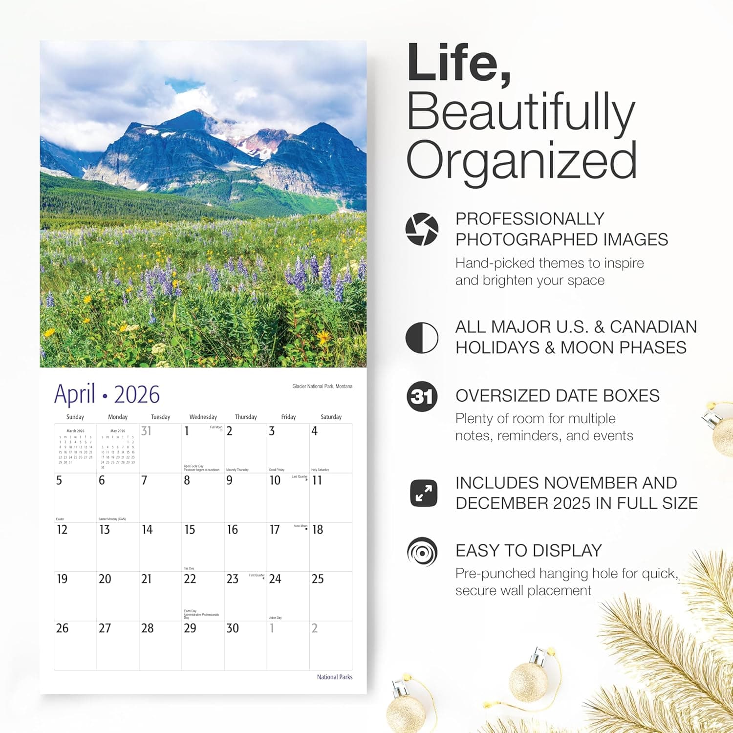 RED EMBER Untamed & Beautiful National Parks 2026 Wall Calendar 12 Month | 12" x 24" Open | Thick & Sturdy Paper | Holiday Gift | Nature Calendar 2026 01 Untamed & Beautiful National Parks New 2026 - Image 2