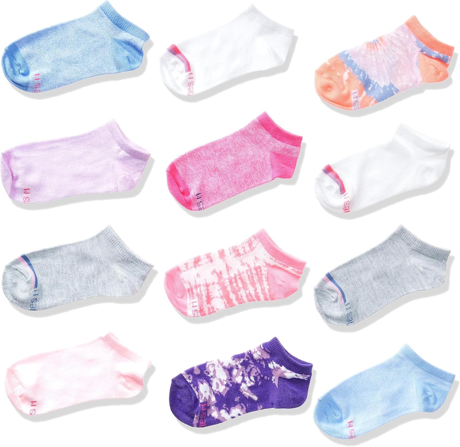 Hanes girls Socks, Fashion Patterned Soft Socks, No Show, Ankle, and Crew, 12-pair Packs Medium No Show - Tie Dye - Image 2
