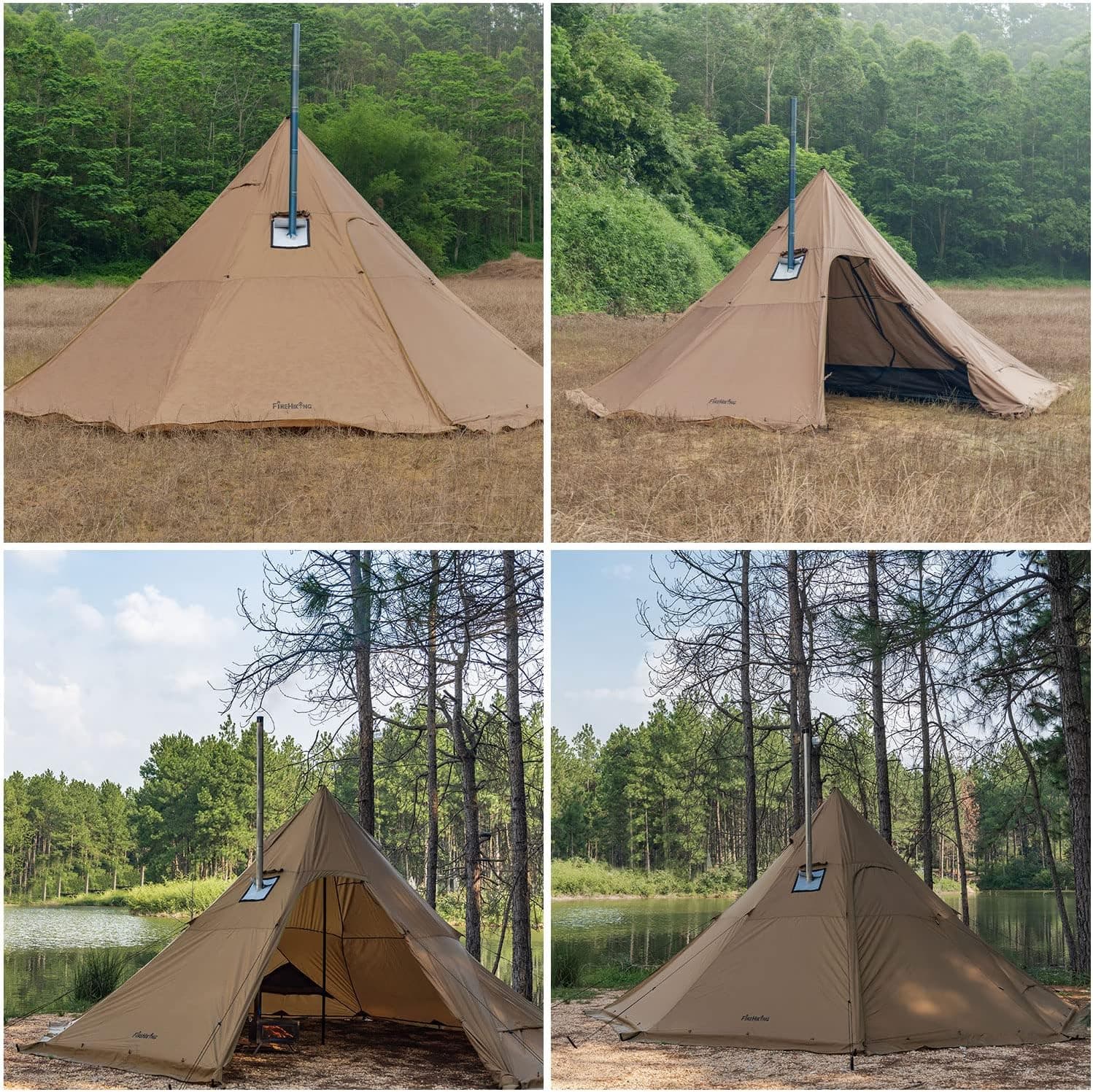 FireHiking Camping Hot Tent 4-8 Person Tipi Tent with Stove Jack for Bushcraft, Cooking and Heating Outer Tent - Image 7
