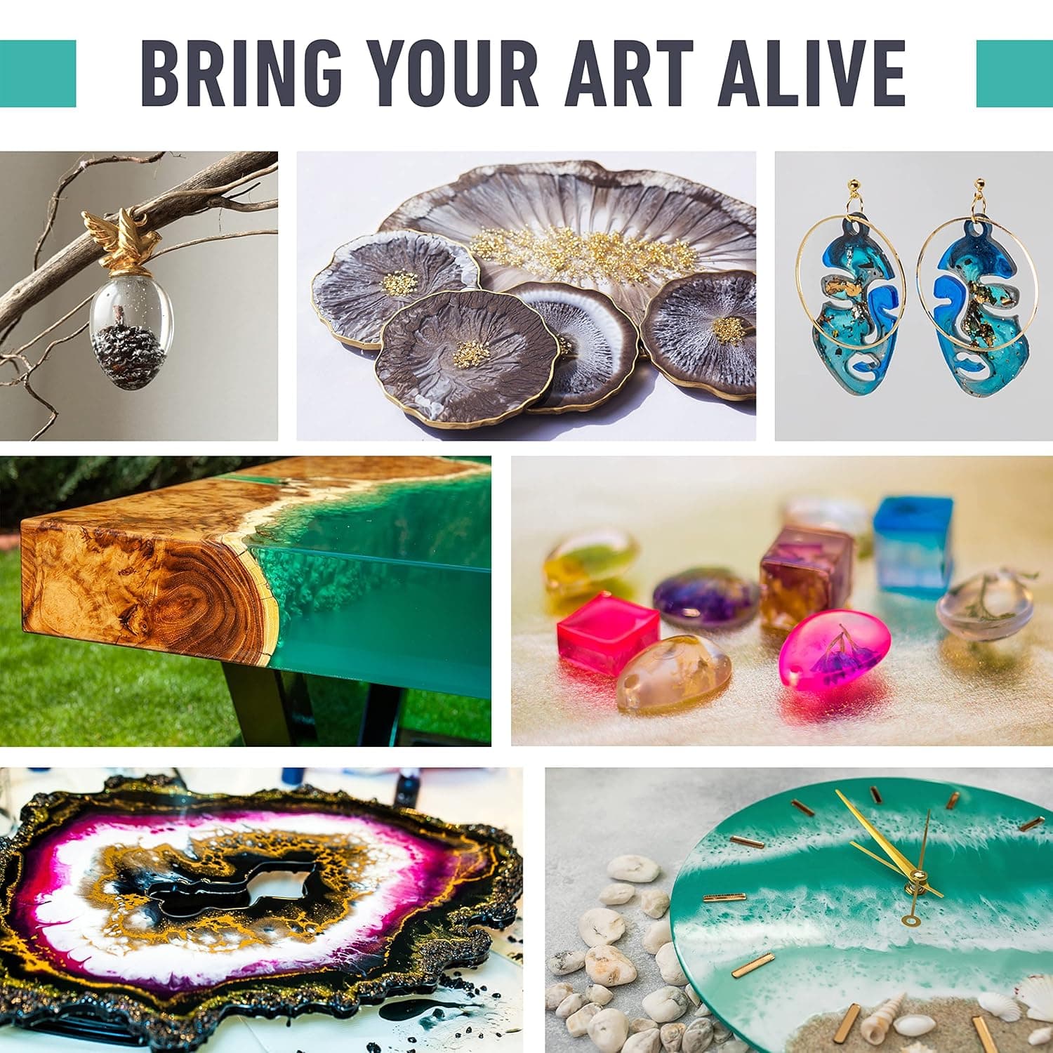 Epoxy Resin - Ultra-Gloss 1 Gallon Kit, Crystal Clear, Self-Leveling, UV & Impact Resistant Resin Kit for Art, Jewelry, Tables & Countertops, Easy 1:1 Mix, DIY Crafts - Image 8