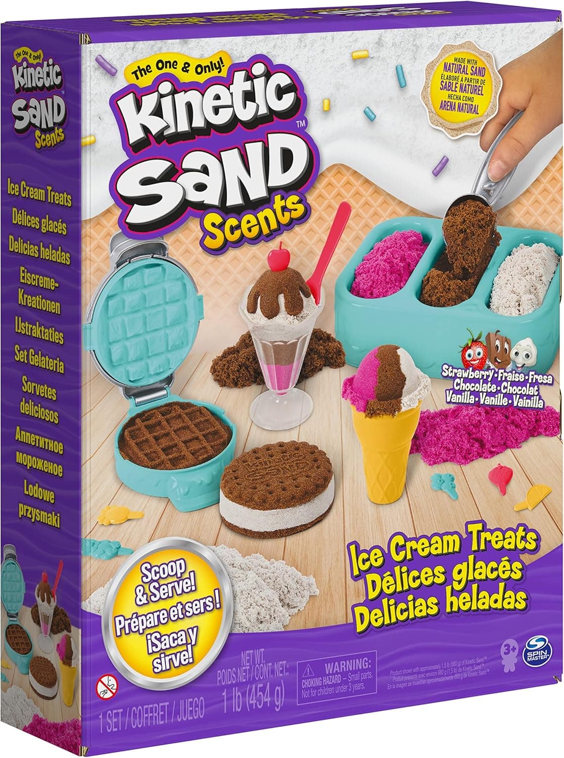 Kinetic Sand Scents, Ice Cream Treats Playset with 3 Colors Scented Play Sand & 6 Tools, Sensory Toys, Holiday Gifts & Stocking Stuffers for Kids Ages 3 and up Ice Cream Playset - Image 10