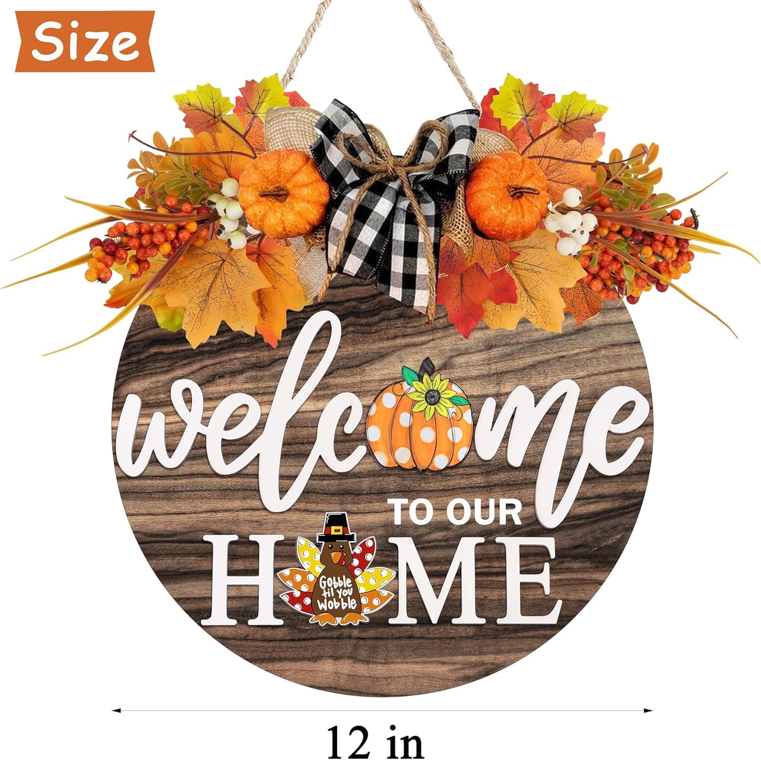 Interchangeable Welcome Sign for Front Door with 4 Seasonal Wreaths and 21 Changeable Icons, Farmhouse Rustic Outdoor Welcome Signs Porch, Holiday Spring Summer Winter Fall Decorations for Home Gifts - Image 4