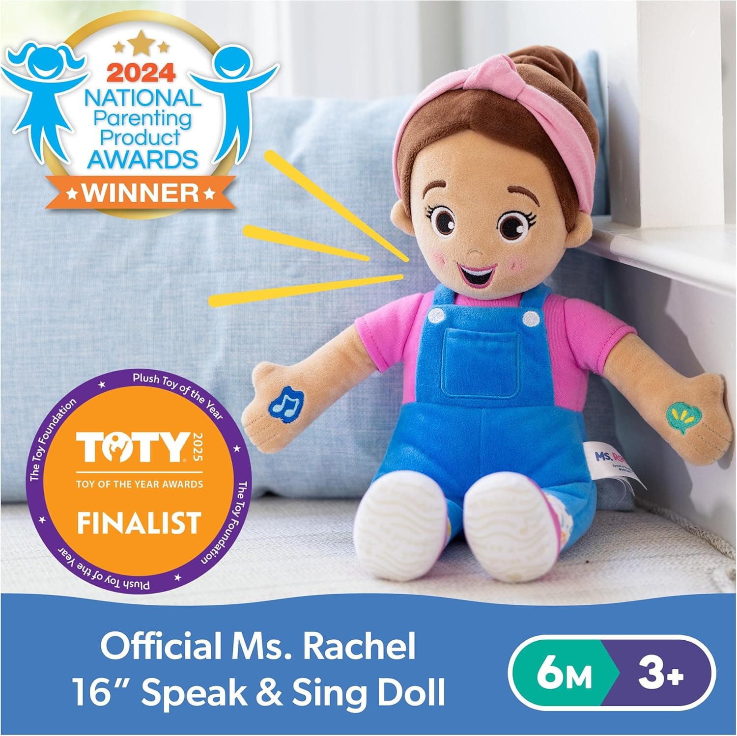 Ms. Rachel Speak & Sing Doll 16” Tall Interactive Toy with 4 Songs & 16+ Phrases, Toddler Toys for Girls & Boys Ages 6 Months to 3+ Years Speak N Sing Doll - Image 3