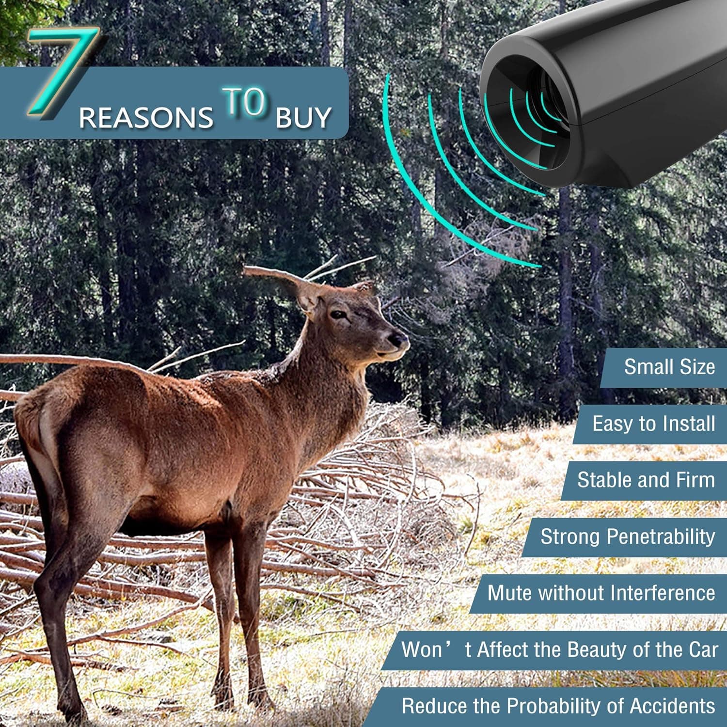 Elook 鹿警报哨子设备，汽车用，升级版丙烯酸双面胶，迷你尺寸，2个装（专利） - Image 4