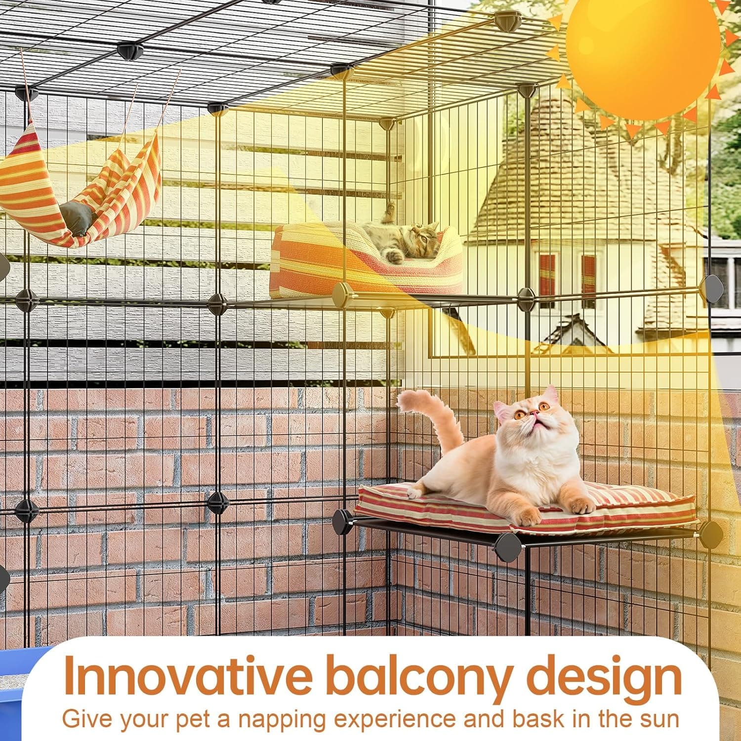 Oneluck 3-Tier Cat Cages Indoor Enclosure DIY Cat Playpen Catio Detachable Metal Wire Kennels Cats Crate Large Extra Exercise Place Ideal for 1 Cat,35.4 Inches - Image 5