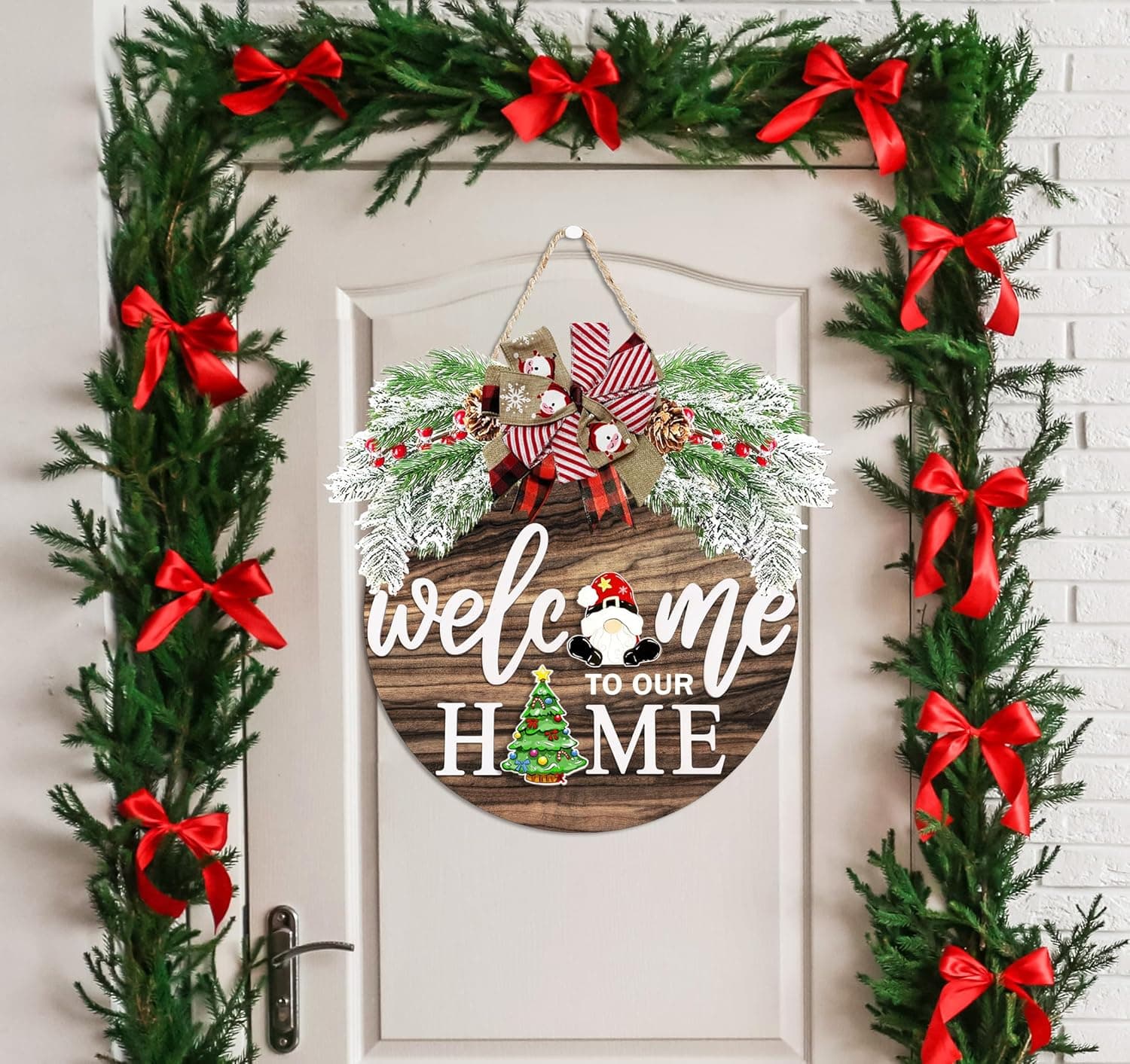 Interchangeable Welcome Sign for Front Door with 4 Seasonal Wreaths and 21 Changeable Icons, Farmhouse Rustic Outdoor Welcome Signs Porch, Holiday Spring Summer Winter Fall Decorations for Home Gifts - Image 6