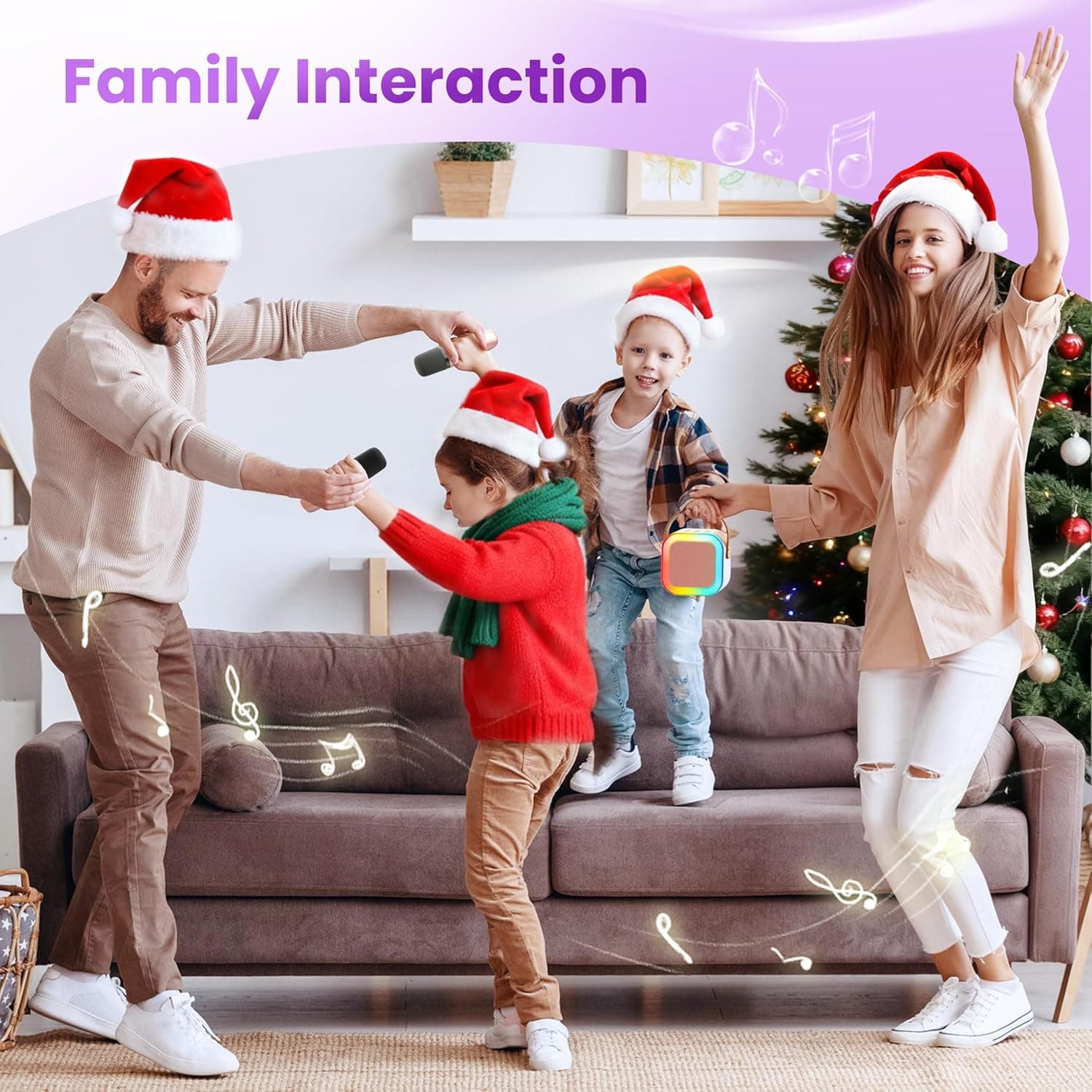 Mini Karaoke Machine for Kids Adults, 2025 TOP Christmas Birthday Gifts for Girls 3,4,5,6,7,8+Year Old Toddler Toys, Portable Bluetooth Speaker with 2 Wireless Karaoke Microphones Player(Rose) Rose Gold - Image 10