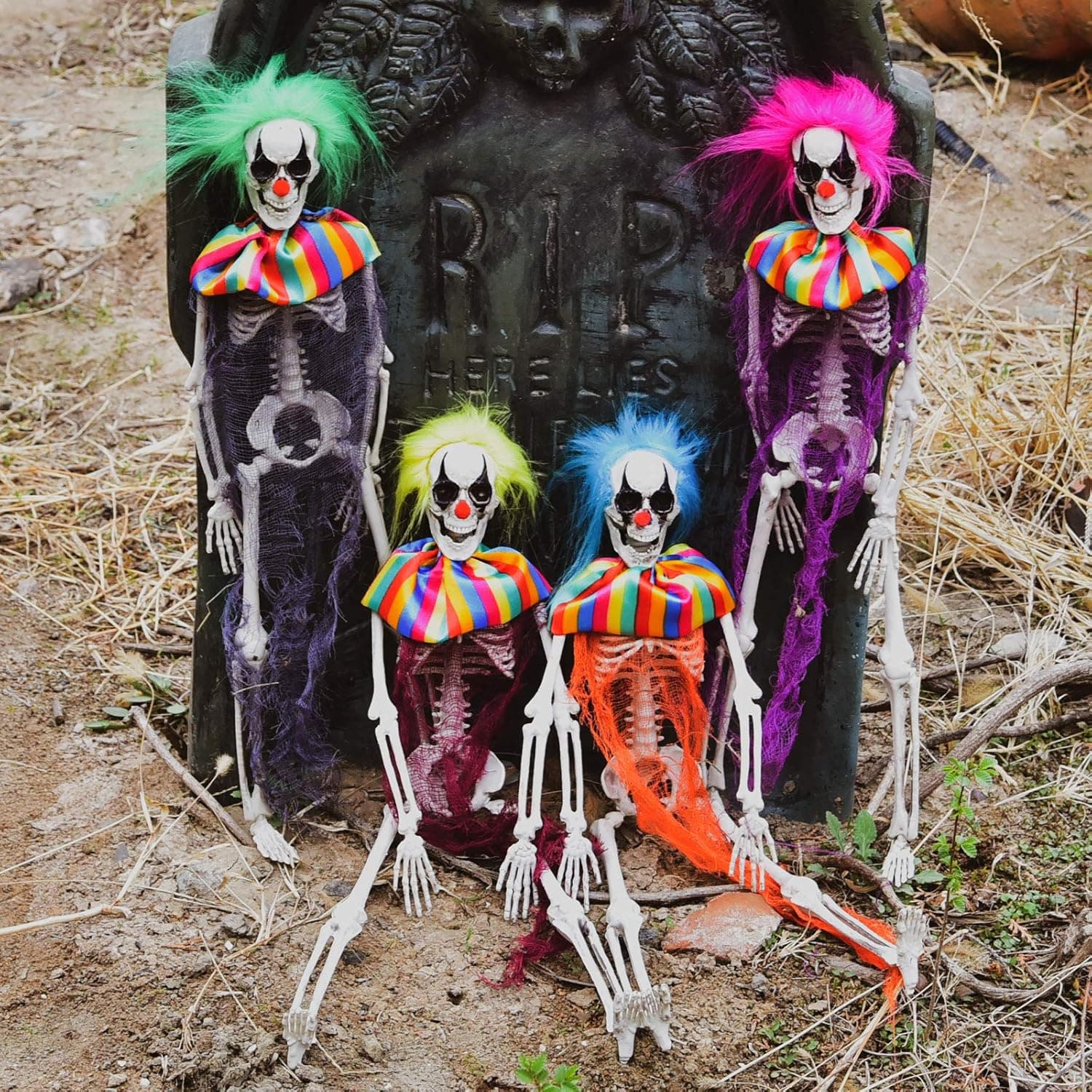 FUN LITTLE TOYS 4 Pack Halloween Decorations - Outdoor/Indoor Clown Yard Patio House Decor for Haunted House Props - Image 4
