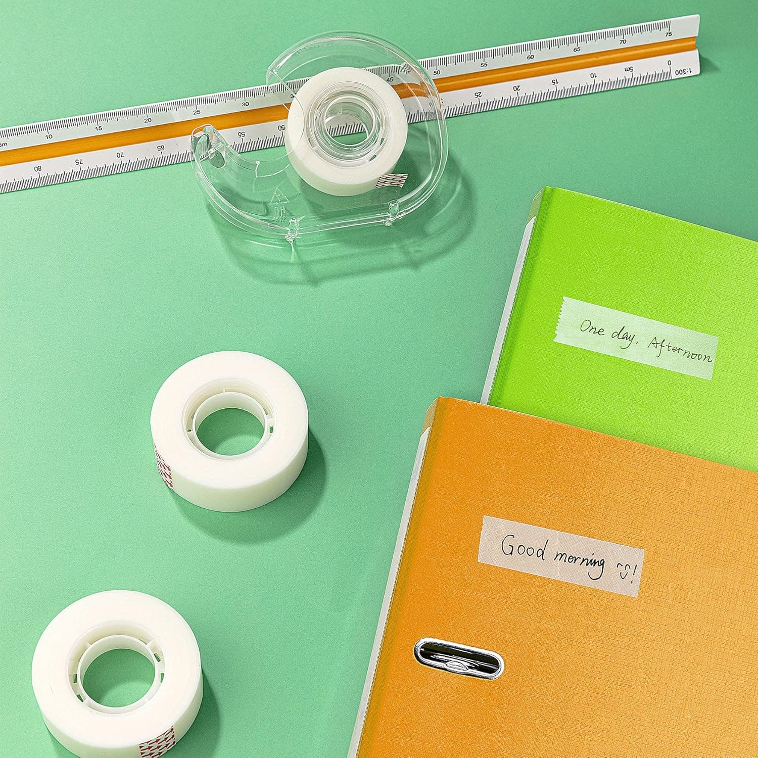 Dispensador de Cinta Amazon Basics con Rollos de Repuesto - 3/4" x 650" (18 yds), Paquete de 6, Acabado Mate 6 Contenido (Paquete de 1) Cinta con Dispensador - Image 8