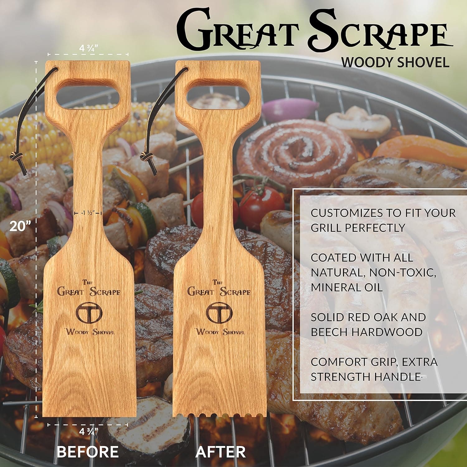 Great Scrape - Shovel (20") - The Ultimate BBQ Cleaning Tool & Wood Grill Scraper - Image 8