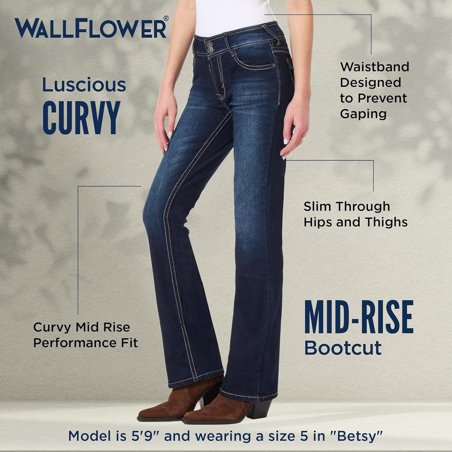 WallFlower Luscious Curvy Bootcut Jeans for Women, Mid-Rise Insta Stretch Denim, Size-Inclusive Juniors Jeans, Sizes 0 to 24 Standard 13 Betsy - Image 5