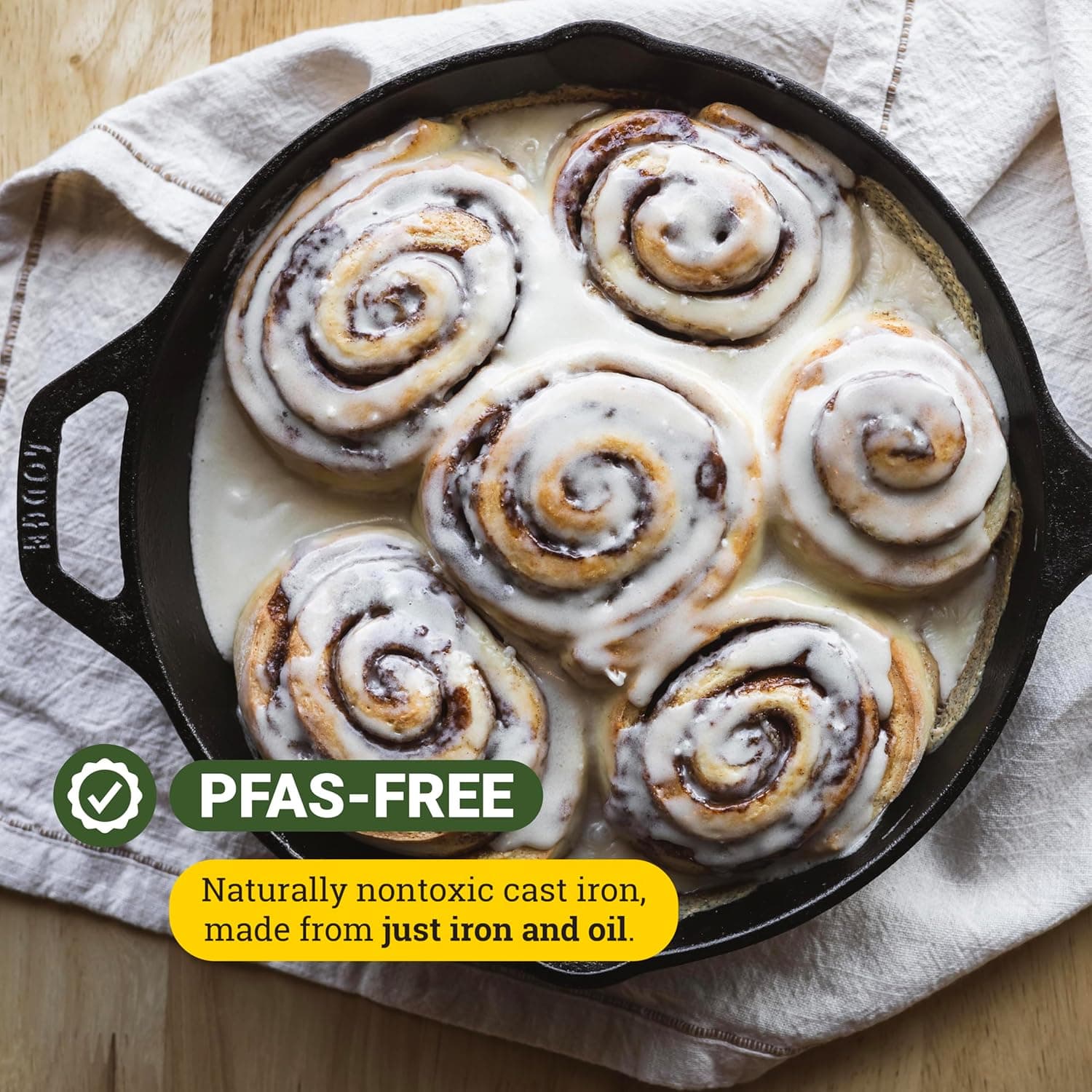 Lodge 10.25 Inch Cast Iron Skillet – Pre-Seasoned Frying Pan with Teardrop Handle – Oven, Stovetop, Grill & Campfire Use – Made in USA – Durable, Non-Toxic, Even-Heating Cookware – Black 1 Count - Image 7