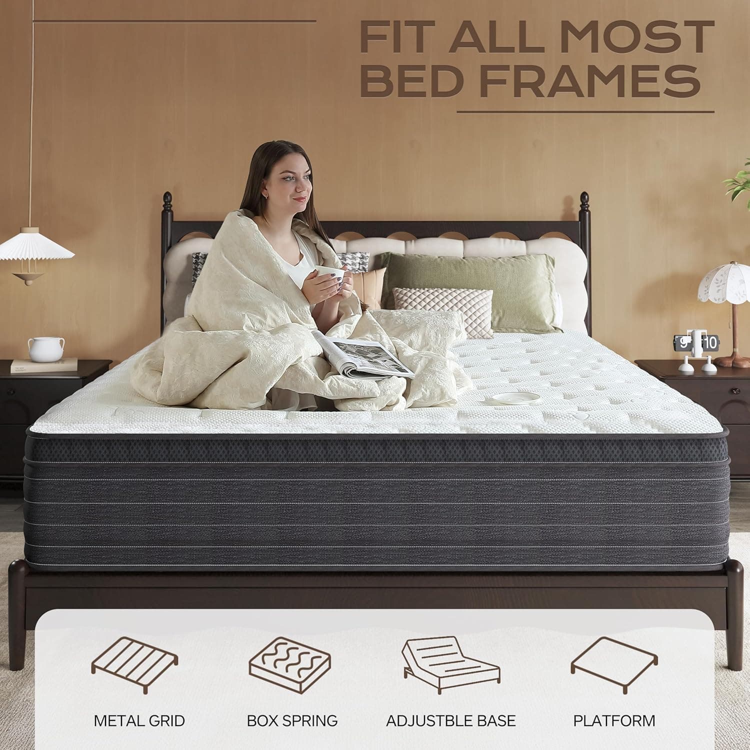 Hybrid Mattress Queen Size, 12 Inch Soft Queen Size with Hybrid Bed Mattress in a Box Pressure Relief, Cooling Farbic, Motion Isolation & Edge Support 12inch Soft Queen - Image 5