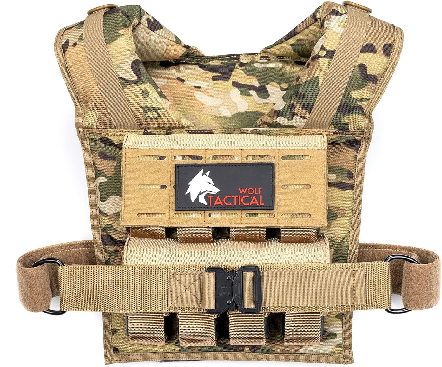 WOLF TACTICAL Weighted Training Vest - Weighted Vest Men Strength Training Weight Vests Workout Vest Weight Vest for Men (Tan Camo, 35 LB) product image
