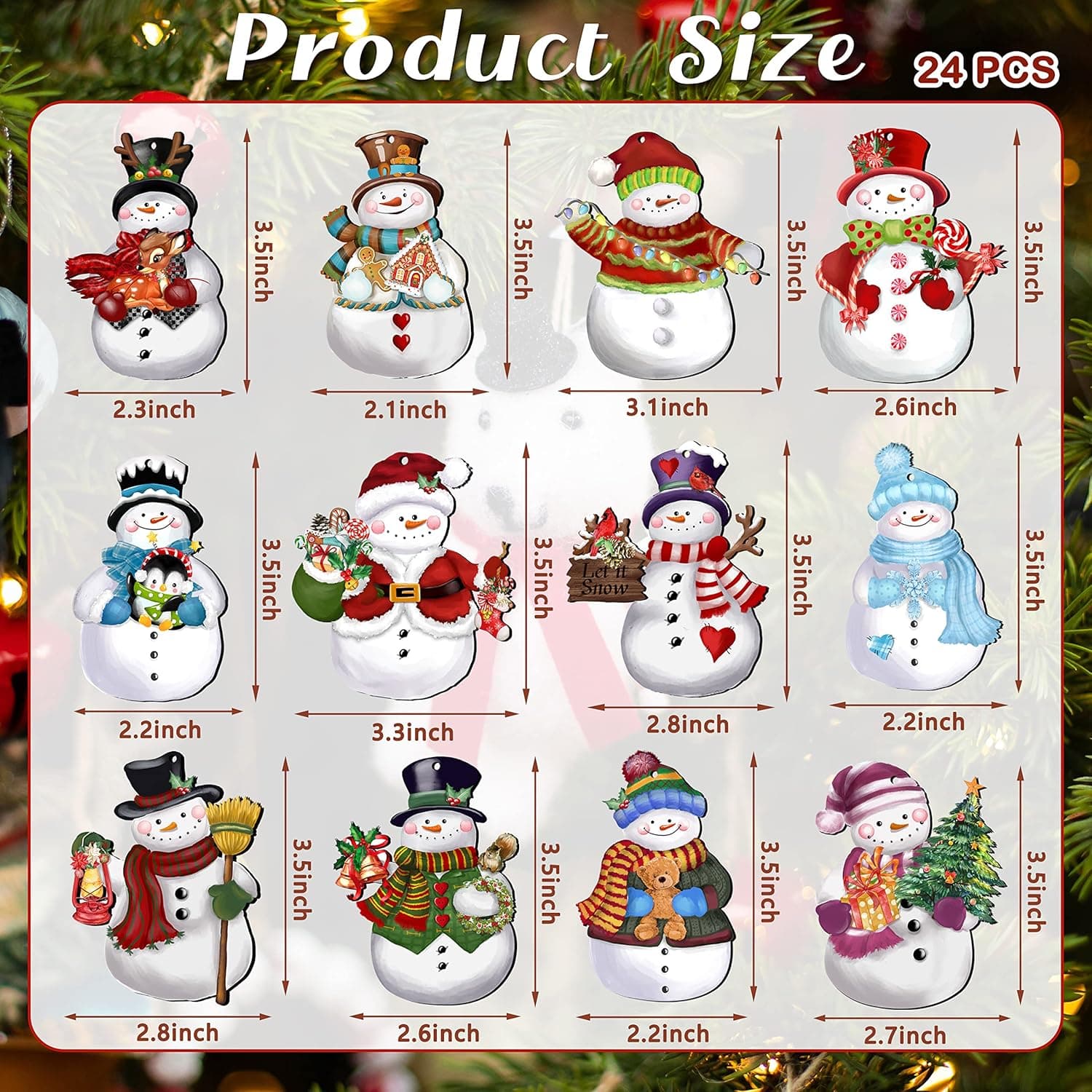 24 Pieces Christmas Snowman Wooden Ornaments Wood Hanging Decoration Set for Christmas Tree Hanging Wood Crafts Holiday Decor Xmas Party Supplies Xmas-Snowman-A - Image 3