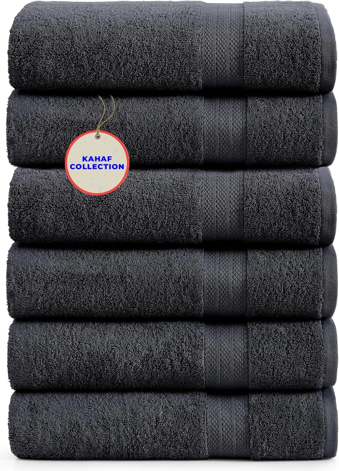 100% Cotton Bath Towels, 24x48 Pack of 6 Towels, Quick Dry, Highly Absorbent, Soft Feel Towel, Gym, Spa, Bathroom, Shower, Pool, Luxury Soft Towels (Grey, 24x48-6 Pack) 24x48 - 6 Pack Grey - Image 2