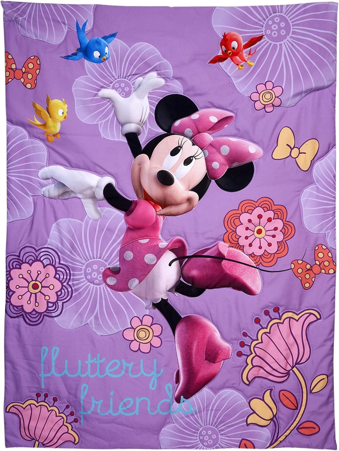 Disney 4 Piece Minnie's Fluttery Friends Toddler Bedding Set, Lavender Minnie's Fluttery Friends 3.5 x 10 x 13 inch (Pack of 1) - Image 3