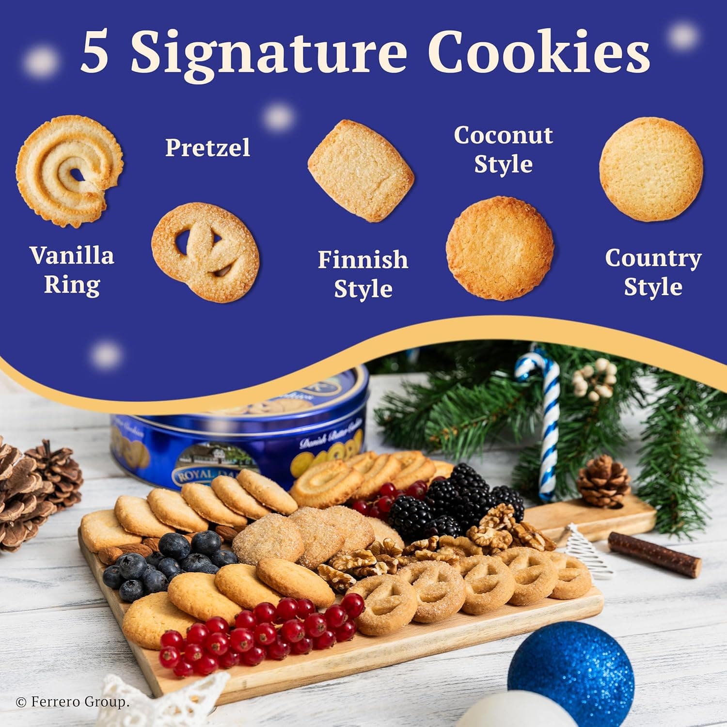 Royal Dansk Danish Butter Cookies, Premium Assorted Cookies in Gift Tin, Great for Sharing and Gifting, 12 oz Danish Butter cookies 12 Ounce (Pack of 1) - Image 4