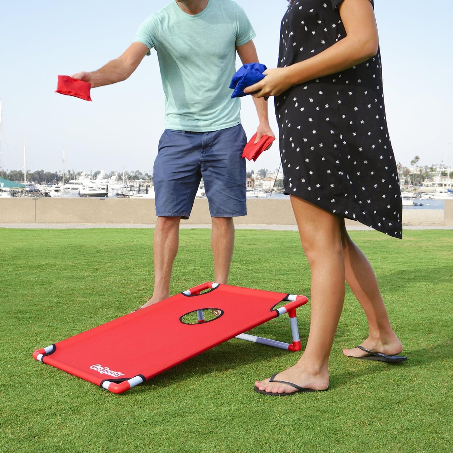 GoSports Portable Cornhole Game Sets – Premium Outdoor Lawn or Beach Toss Game for Kids and Adults Red & Blue - Image 4