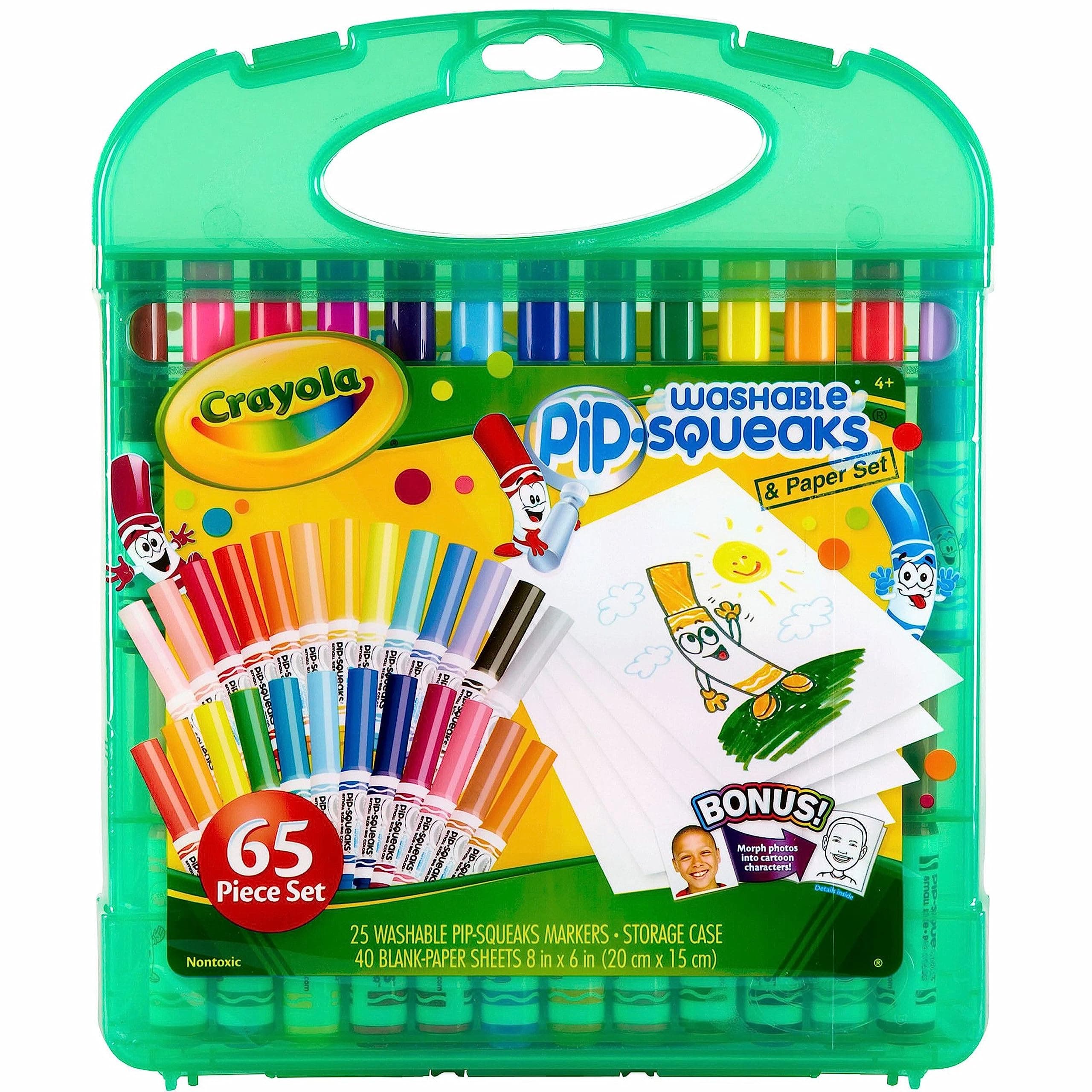 Crayola Pip-Squeaks Washable Marker Set (65ct), Holiday & Christmas Gifts for Kids, Coloring Set, Art Supplies for Kids, Drawing & Craft Kit, Travel Activity, 4+ Pip Squeak Markers