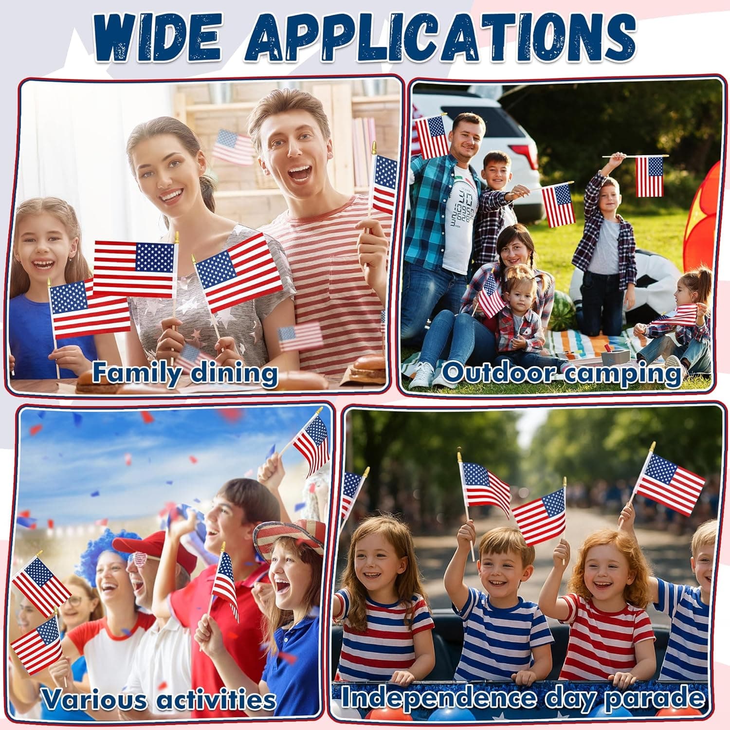 12 Pcs Small American Flags on Stick, 6x4 In 4th of July Decorations, Mini Patriotic USA Flag, Fourth of July Decorations, Hand Held July 4th Flag for Veterans Day Decorations Gifts Favors Accessories - Image 6