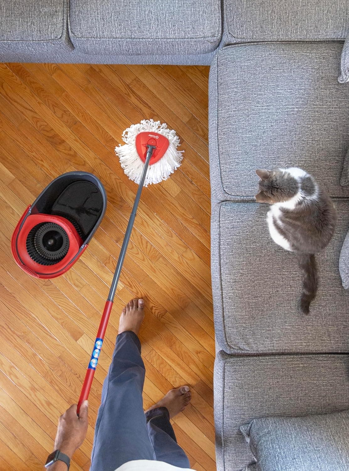 O-Cedar EasyWring Microfiber Spin Mop, Bucket Floor Cleaning System, Red, Gray, Standard Easywring Spin Mop & Bucket - Image 18