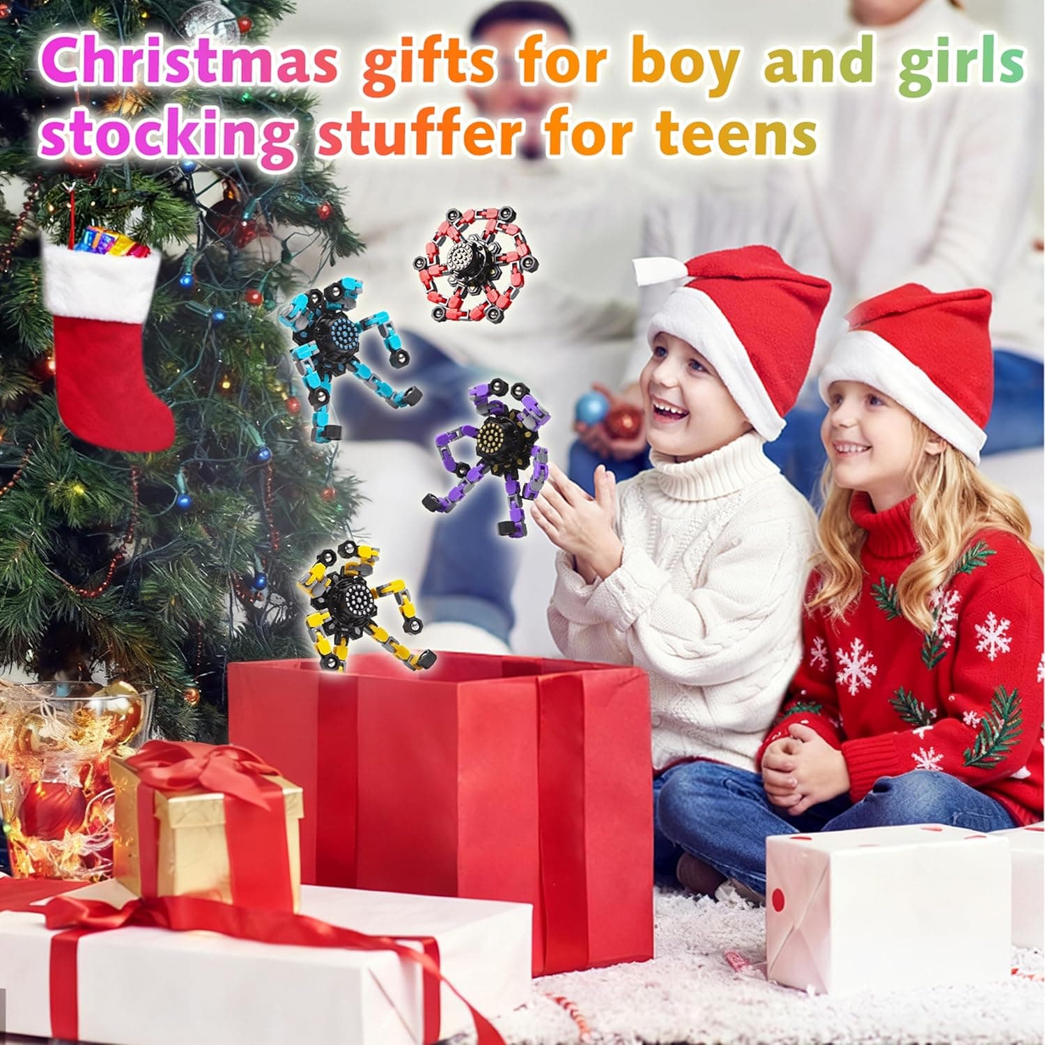 Juguetes Transformables Antiestrés 4 Pcs para Niños y Adultos, Juguetes Sensoriales para Niños y Niñas, Giroscopios de Punta de Dedo para Fiestas, Regalos de Navidad, Rellenos de Calcetines en Cantidad para Adolescentes, juguetes antiestrés 4pc - Image 7