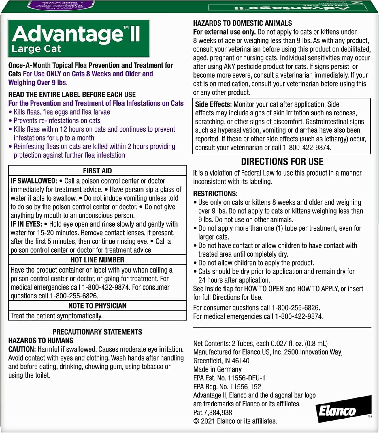 Advantage II Large Cat Vet-Recommended Flea Treatment & Prevention | Cats Over 9 lbs. | 2-Month Supply 2-Pack - Image 2
