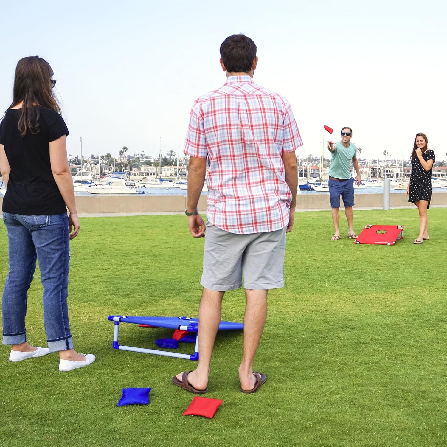 GoSports Portable Cornhole Game Sets – Premium Outdoor Lawn or Beach Toss Game for Kids and Adults Red & Blue - Image 3