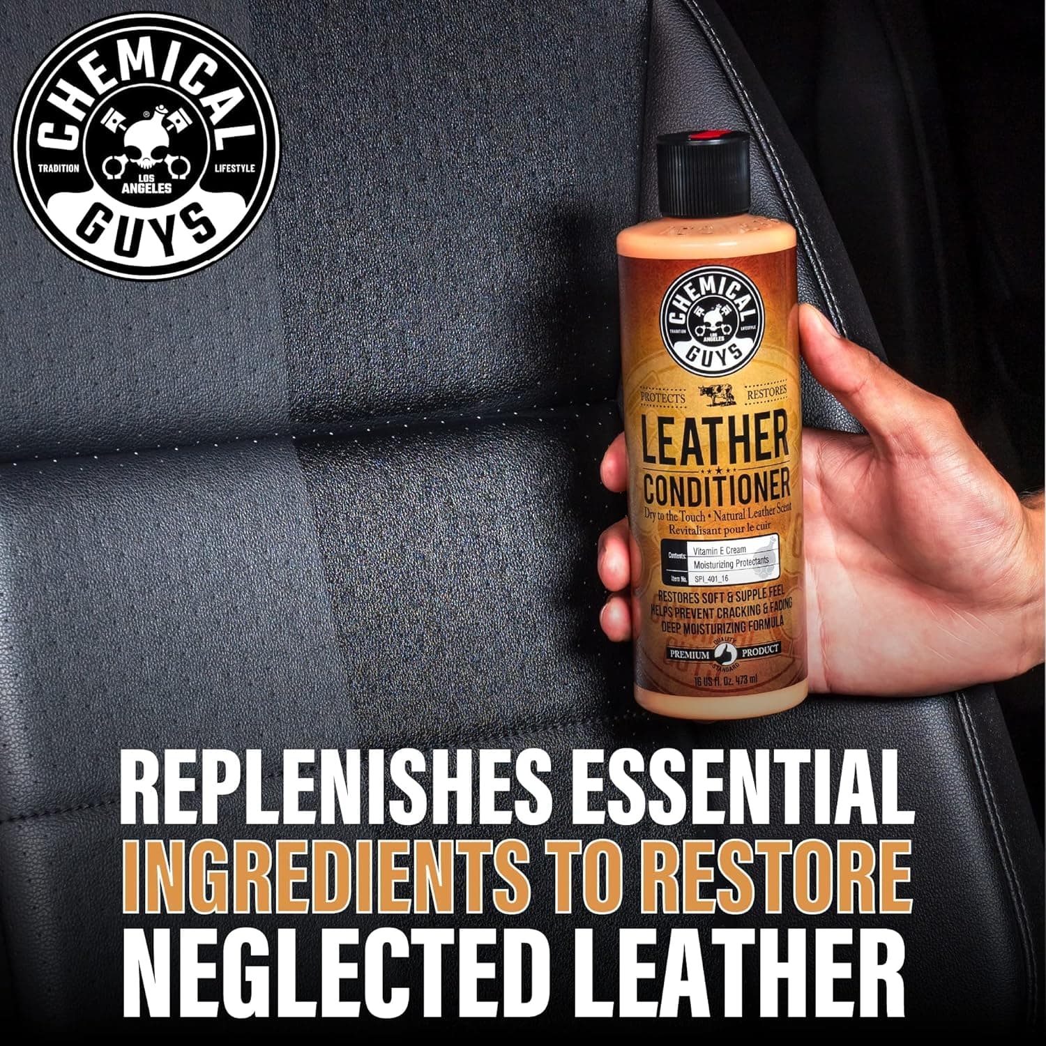 Chemical Guys Leather Cleaner and Conditioner Kit - Car Cleaner and Conditioner, Safely Cleans & Conditions Leather Car Interiors, Furniture, Shoes, Boots, Bags, Apparel & More, 2 Bottles (16 oz Each) 16 Fl Oz KIT - Image 7