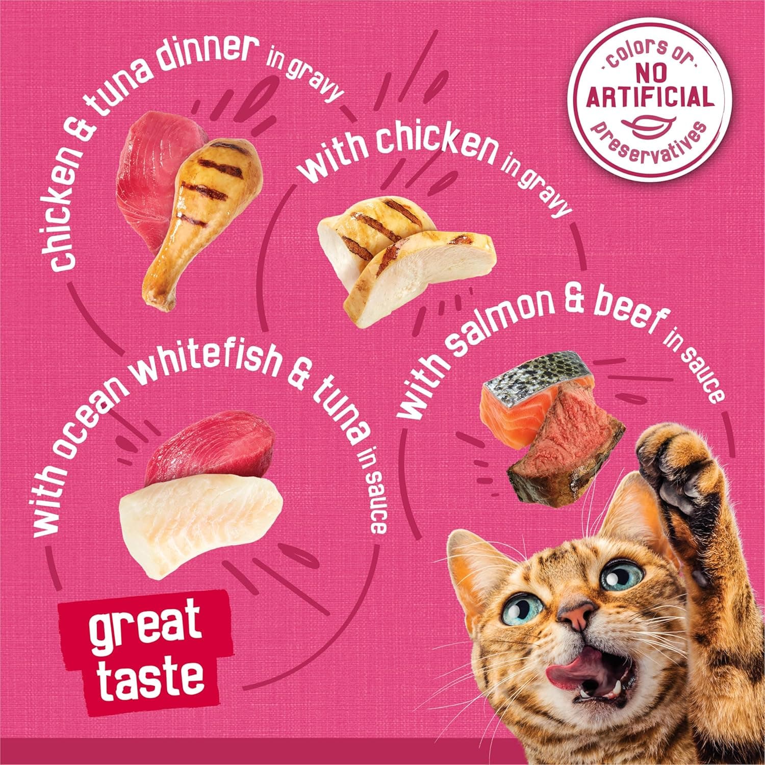 Purina Friskies Gravy Wet Cat Food Variety Pack, Surfin’ and Turfin’ Prime Filets Favorites - (Pack of 40) 5.5 oz. Cans Chicken, Ocean Whitefish & Tuna, Salmon & Beef, Chicken & Tuna 5.5 Ounce (Pack of 40) - Image 6