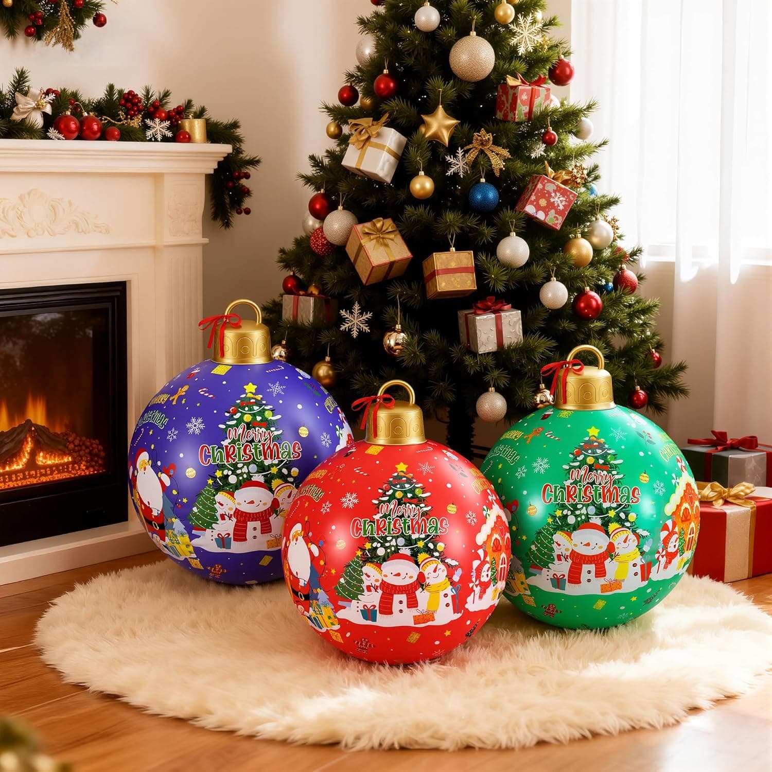 3 Pcs 24 Inch Giant Inflatable Christmas Balls, Large Outdoor Christmas PVC Ornaments, Big Ball Decorations for Yard Outside in Winter Holiday - Image 7