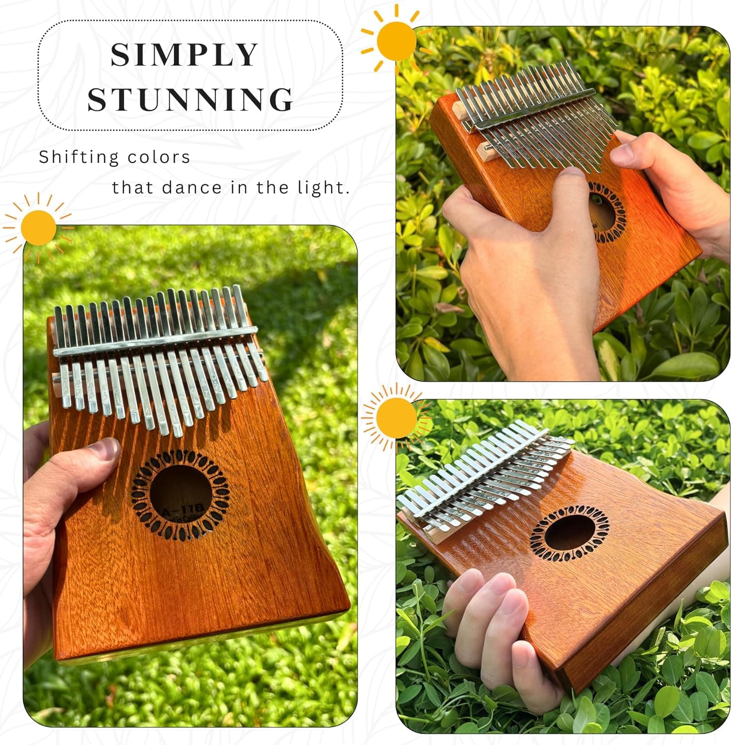 Kalimba Thumb Piano 17 Keys, Portable Mbira Finger Piano Gifts for Kids and Adults Beginners Wood 17 Keys - Image 3