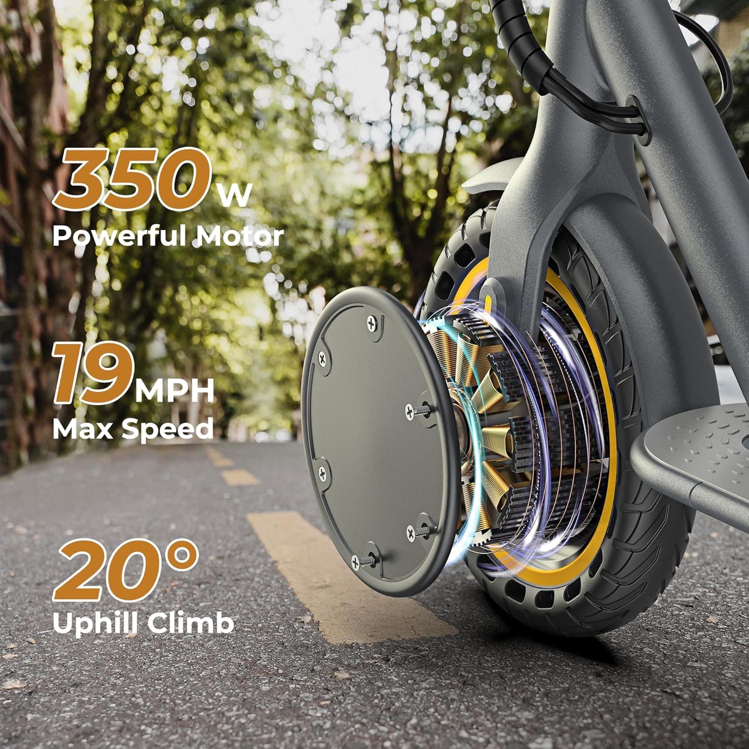 WERHY Electric Scooter, 8.5"/10" Tire, Powerful 350/500W Motor, Top Speed 19/22 MPH, 20-23Miles Max Range, Folding Escooter for Adults & Teens with Smart APP, Digital Display, Cruise Control H7-8.5''-21miles-350W - Image 4