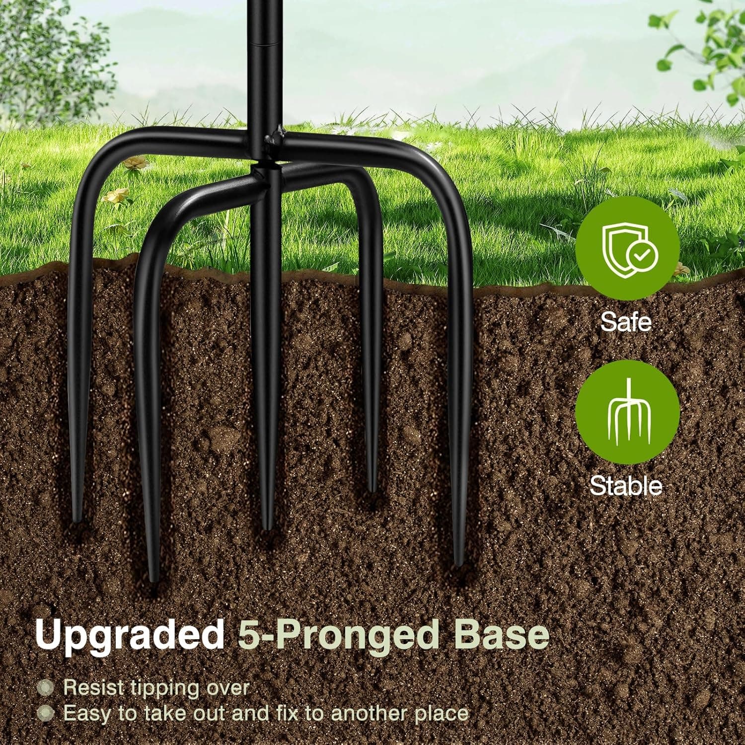 Daoeny 35In Metal Bird Bath for Outside, Vintage Freestanding Birdbaths & Birdfeeder, Bird Baths Feeder Bowl for Outdoors Garden Patio Yard Lawn Decor, Upgraded 5-Pronged Base (Antique Bronze) - Image 4