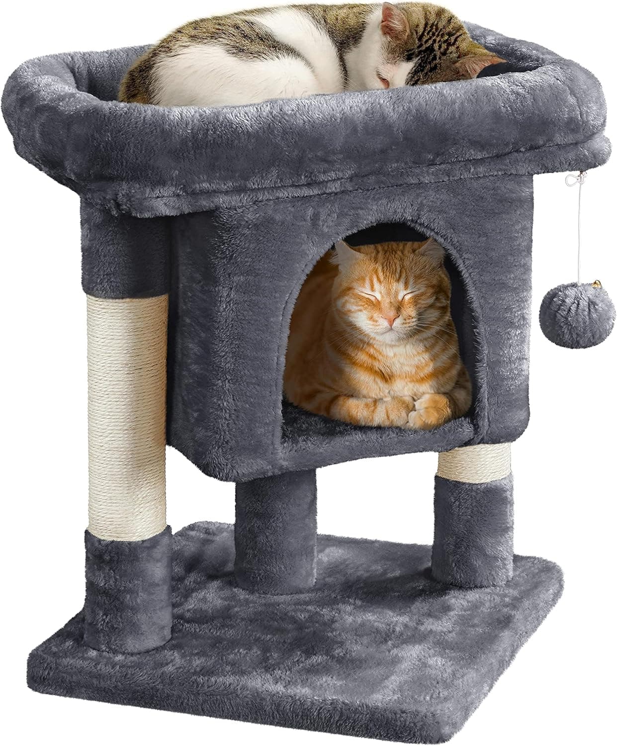 Yaheetech 23.5in Cat Tree Tower, Cat Condo with Sisal-Covered Scratching Posts, Cat House Activity Center Furniture for Kittens, Cats and Pets - Dark Gray - Image 2